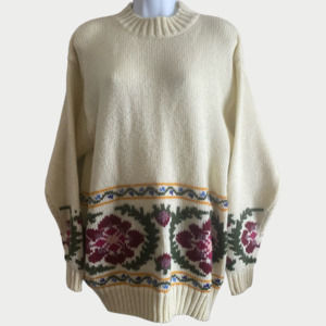 Vintage Womens Worthington Sweater Floral Granny Chic Cottage Core